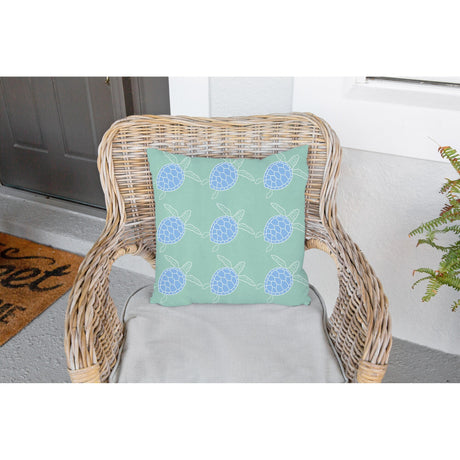 SWIMMING TURTLES MINT Outdoor Pillow By Kavka Designs