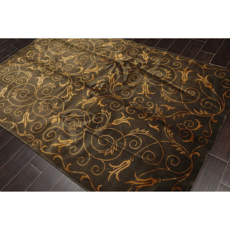 Safavieh 300 KPSI Hand Knotted Wool Silk Tibetan Oriental Area Rug (5'1"x7'7") - 5'1" x 7'7"