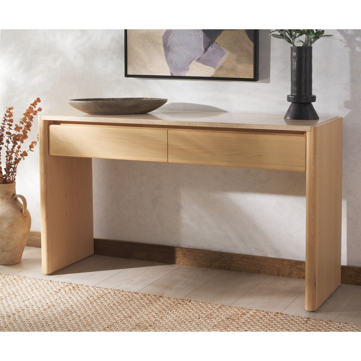 Safavieh Couture Bellarose Travertine Console Table - 55Wx18Dx31H