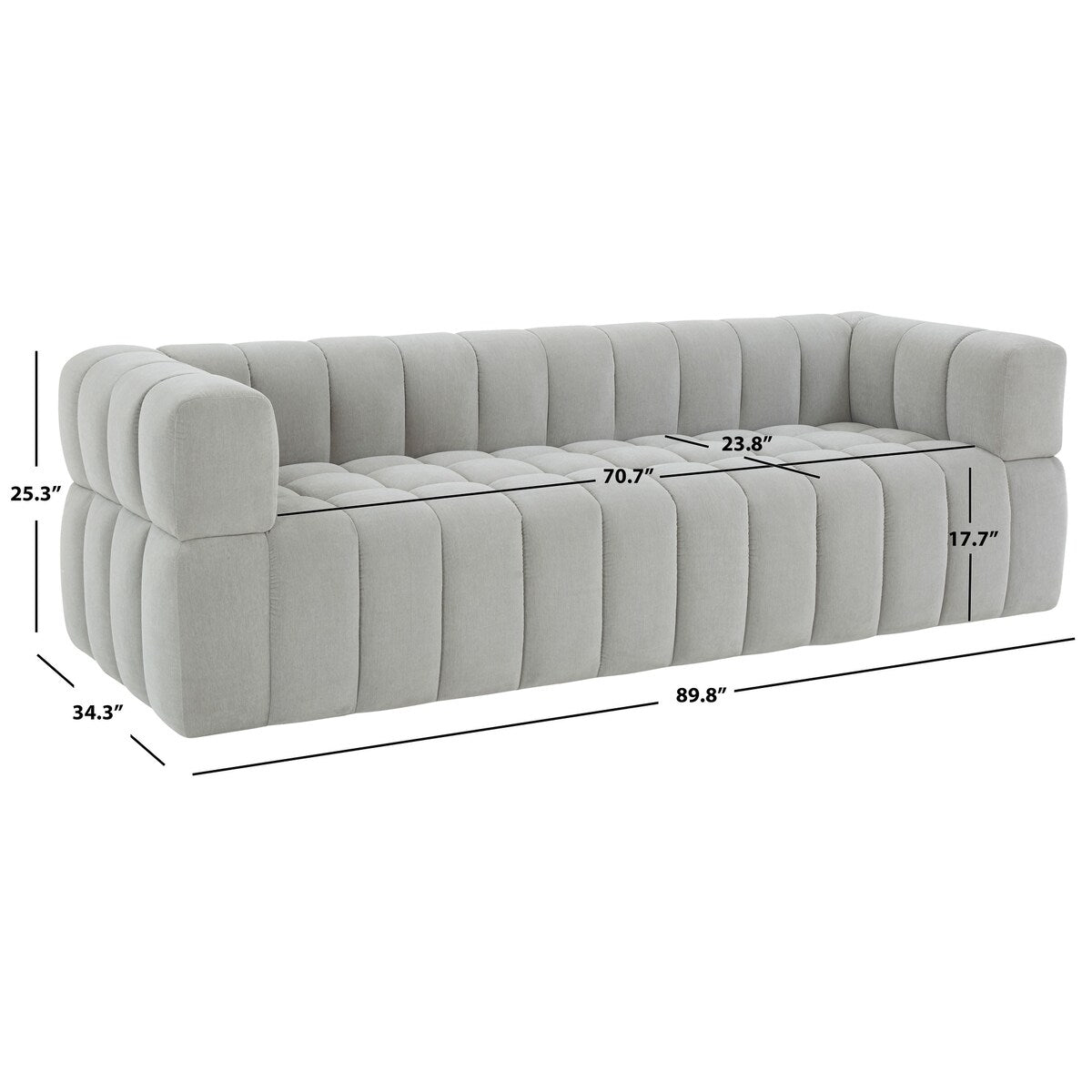 Safavieh Couture Calyna Channel Tufted Velvet Sofa - 90Wx34Dx25H