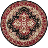 Safavieh Hand-hooked Easy to Care Black/ Red Rug (8' Round)