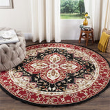 Safavieh Hand-hooked Easy to Care Black/ Red Rug (8' Round)