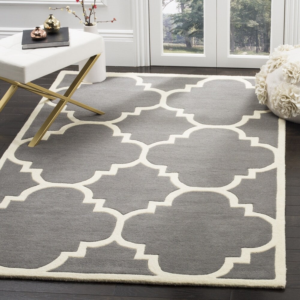 Safavieh Handmade Moroccan Dark Grey Geometric Wool Rug (7' Square) - 7' x 7'