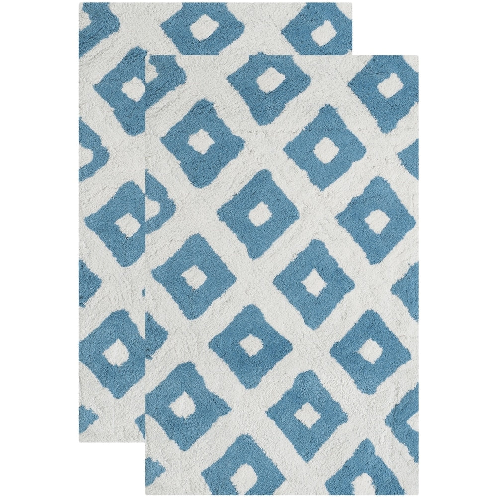 SAFAVIEH Handmade Plush Master Bath Arizona Blue Cotton Rug (1' 9 x 2' 10)