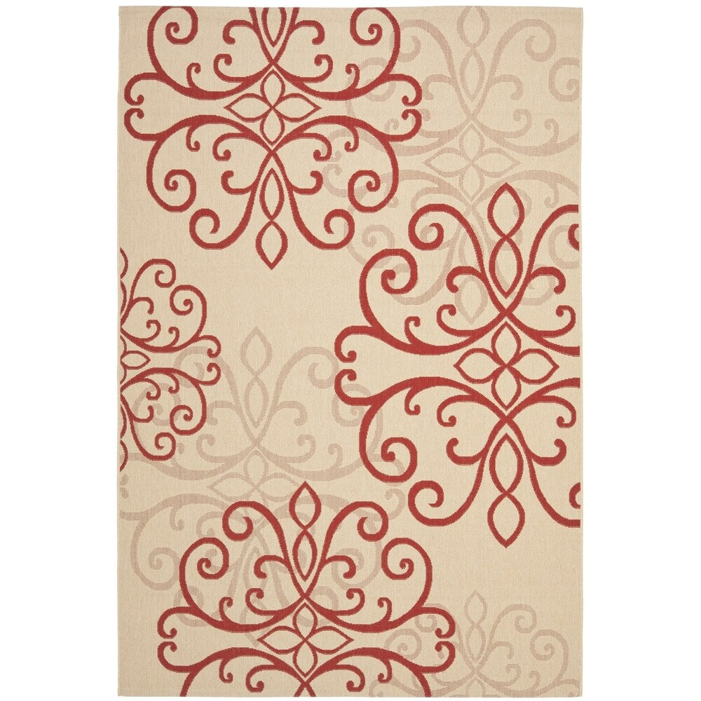 SAFAVIEH Courtyard Donita Damask Indoor/ Outdoor Waterproof Patio Backyard Rug