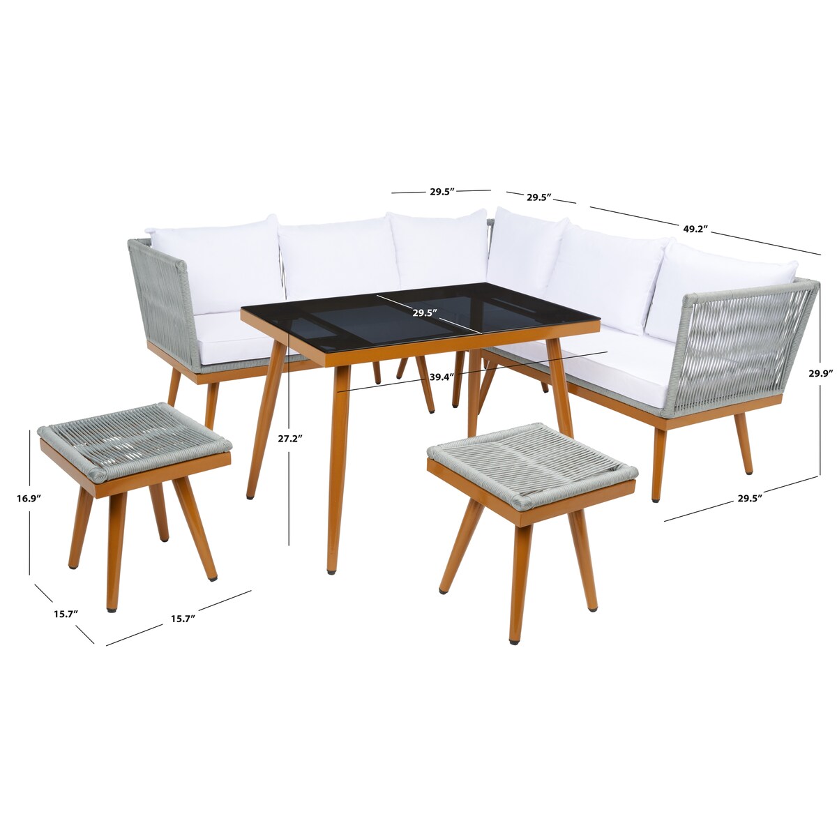 Safavieh Outdoor living Romlin Outdoor Dining Set - 49Wx30Dx30H