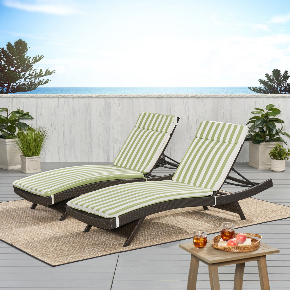 Salem Outdoor Cushion Set for Chaise Lounge - Cushions only (Set of 2) by Christopher Knight Home. - 79.25"L x 27.50"W x 1.50"H