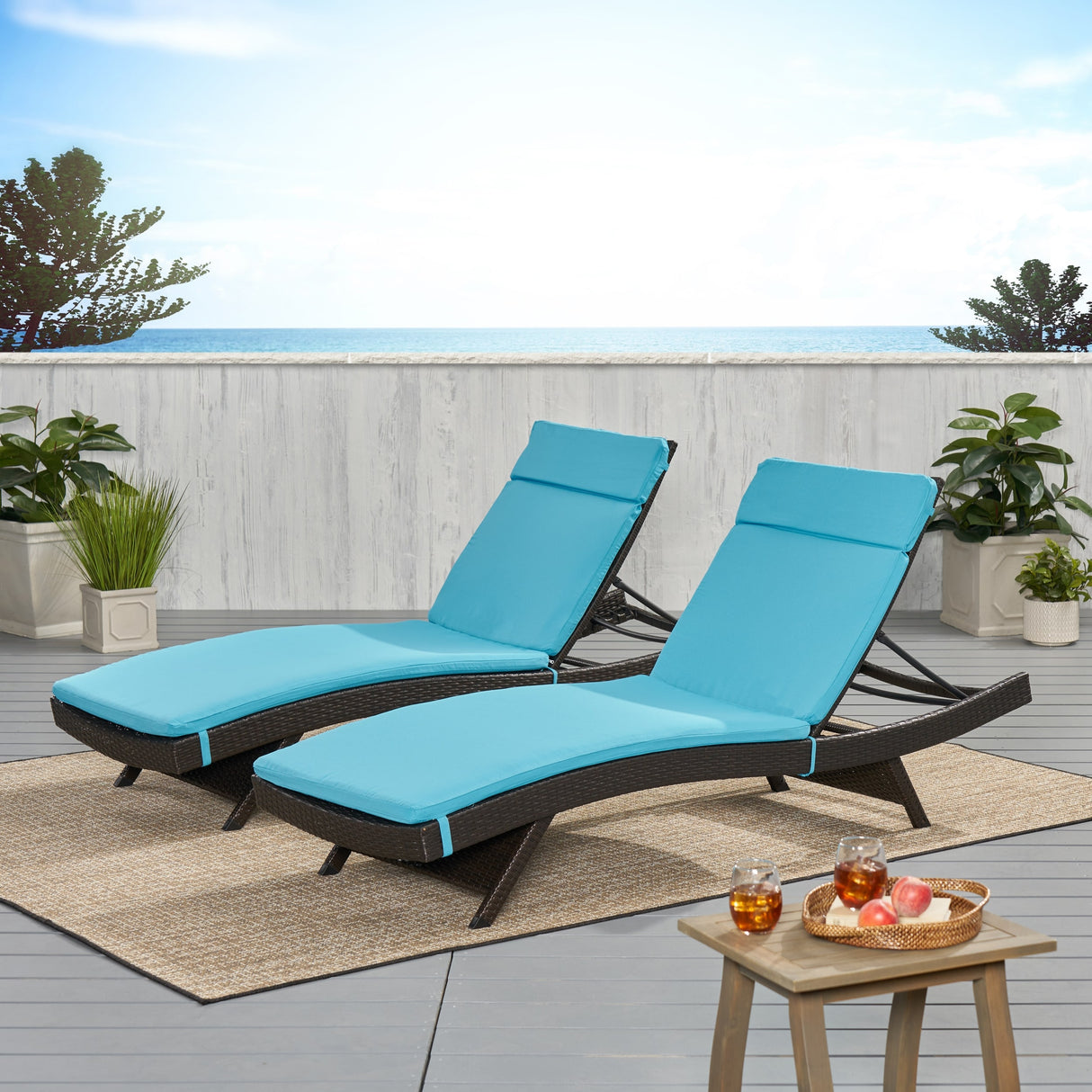 Salem Outdoor Cushion Set for Chaise Lounge - Cushions only (Set of 2) by Christopher Knight Home. - 79.25"L x 27.50"W x 1.50"H