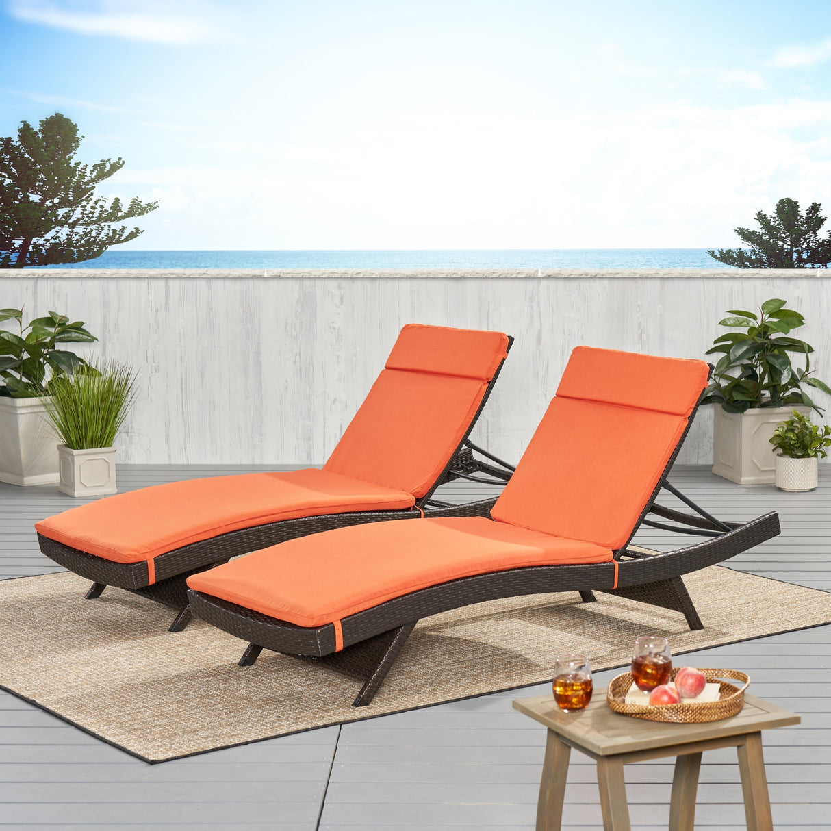 Salem Outdoor Cushion Set for Chaise Lounge - Cushions only (Set of 2) by Christopher Knight Home. - 79.25"L x 27.50"W x 1.50"H