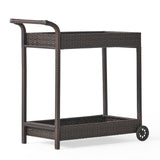 Savona Outdoor Wicker Bar Cart by Christopher Knight Home