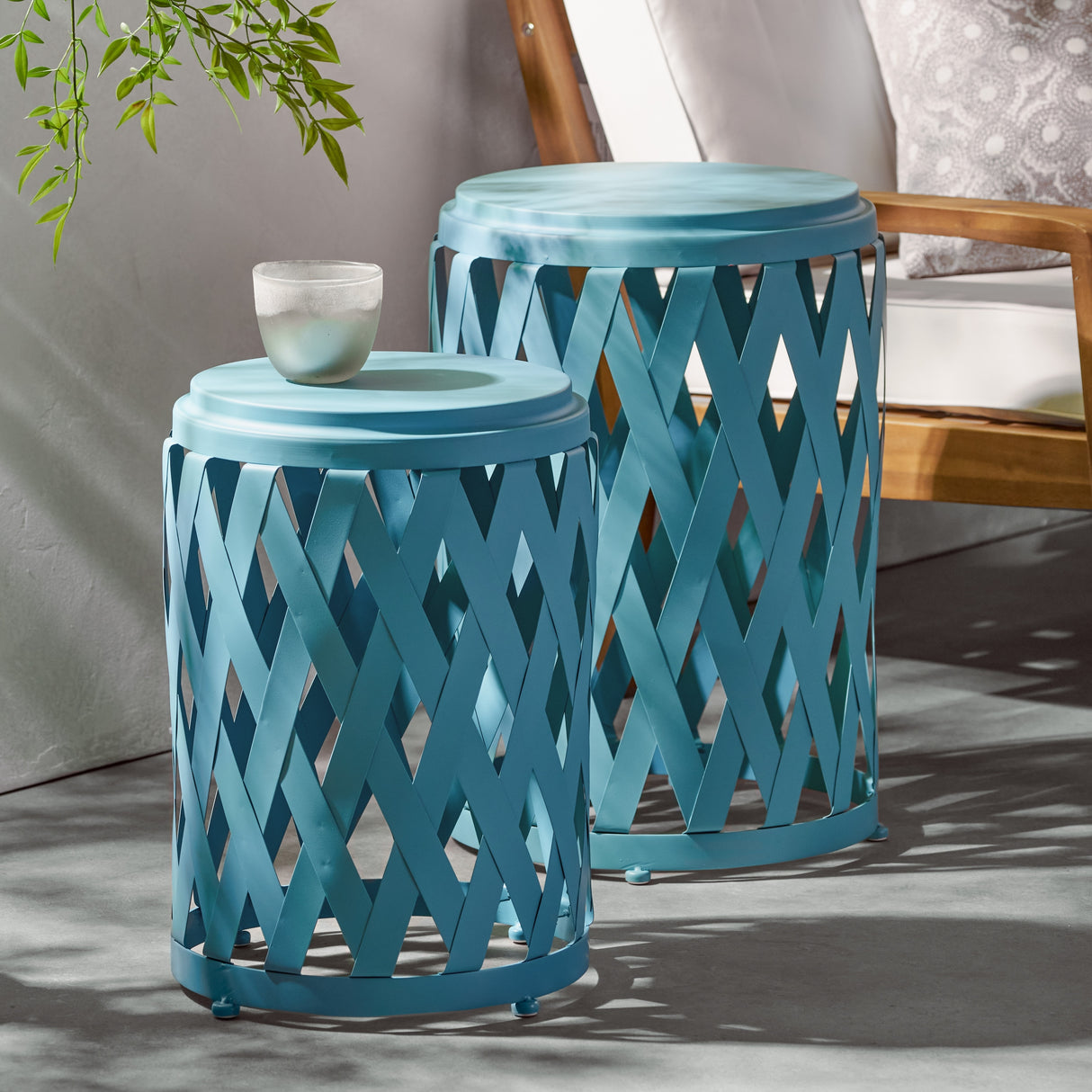 Selen Outdoor 12-inch and 14-inch Lattice Nested Side Table Set by Christopher Knight Home