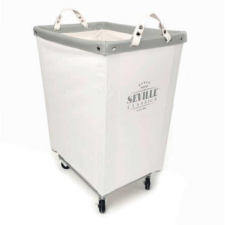 Seville Classics Commercial Grade Heavy-Duty Extra Large Canvas Laundry Basket Hamper with Wheels, 22" D x 16" W x 27" H