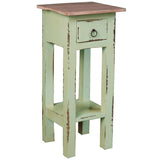 Shabby Chic Cottage 11.8 in. Square Solid Wood End Table with 1 Drawer - 10.5"L x 11.8"W x 25.8"H