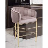 Silver Orchid Beavers Velvet Upholstered Shelter Arm Bar Stool