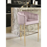 Silver Orchid Beavers Velvet Upholstered Shelter Arm Bar Stool