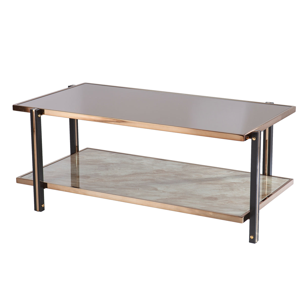 SEI Furniture Thornberry Champagne Metal with Smoked Mirror Coffee Table