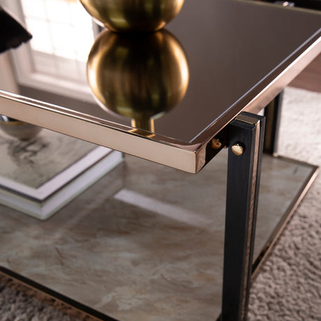 SEI Furniture Thornberry Champagne Metal with Smoked Mirror Coffee Table