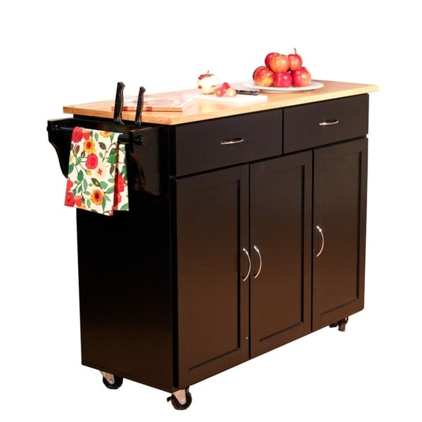 Simple Living Addie Kitchen Cart with Wood Top