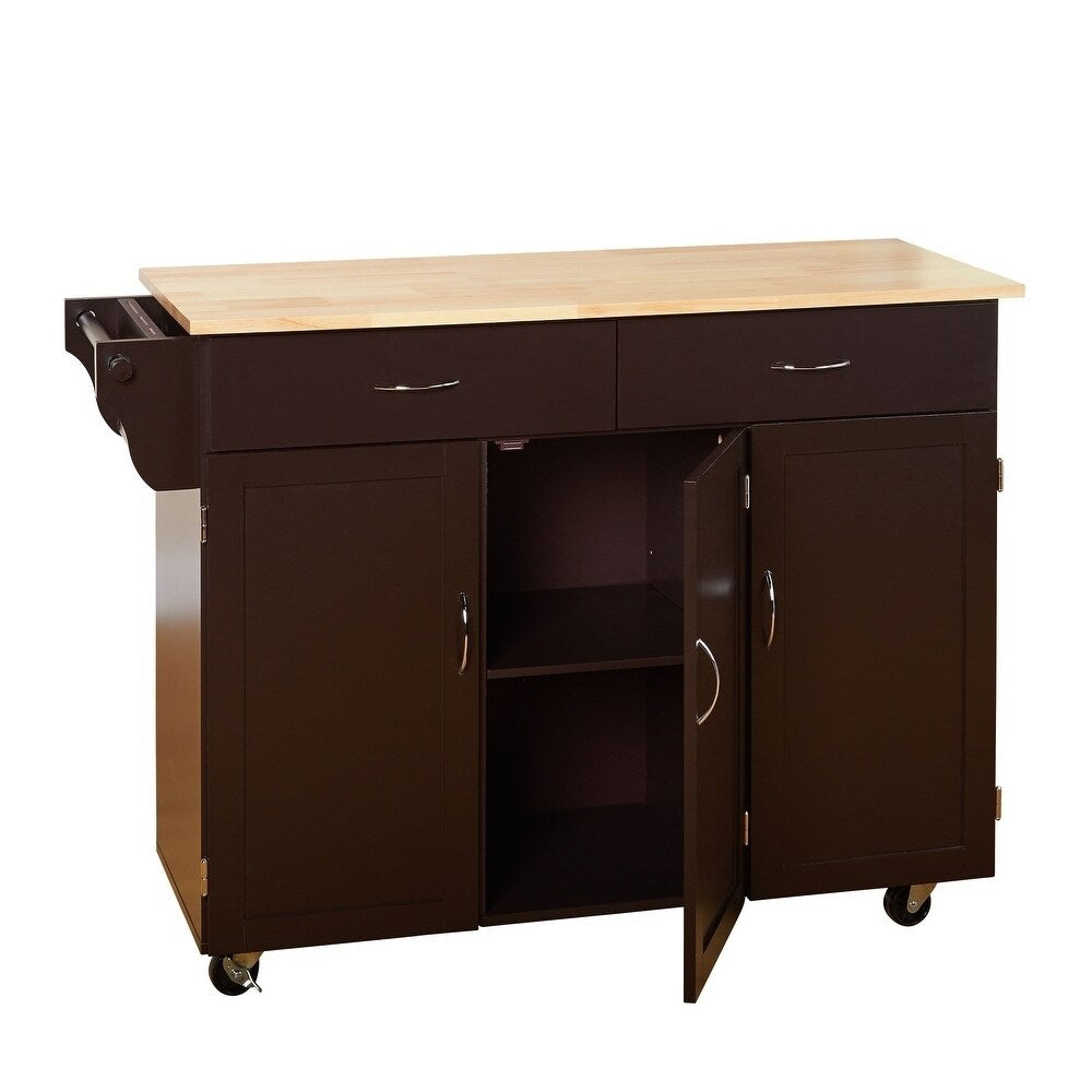 Simple Living Addie Kitchen Cart with Wood Top