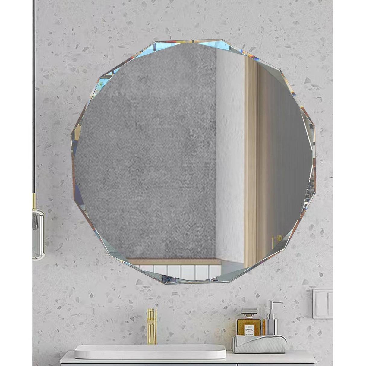 Single Beveled Edge Bathroom Wall Vanity Mirror