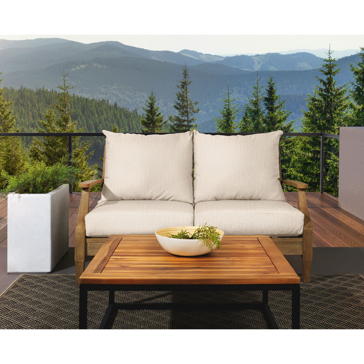 Sorra Home Sunbrella Outdoor Loveseat Pillow and Cushion Set