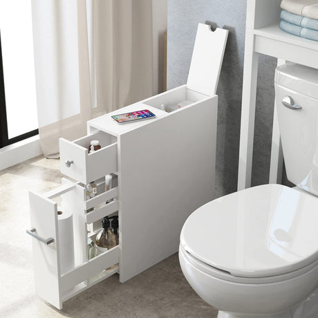 Spirich Home Slim Bathroom Storage Cabinet, Free Standing Toilet Paper Holder, Bathroom Cabinet Slide Out Drawer Storage