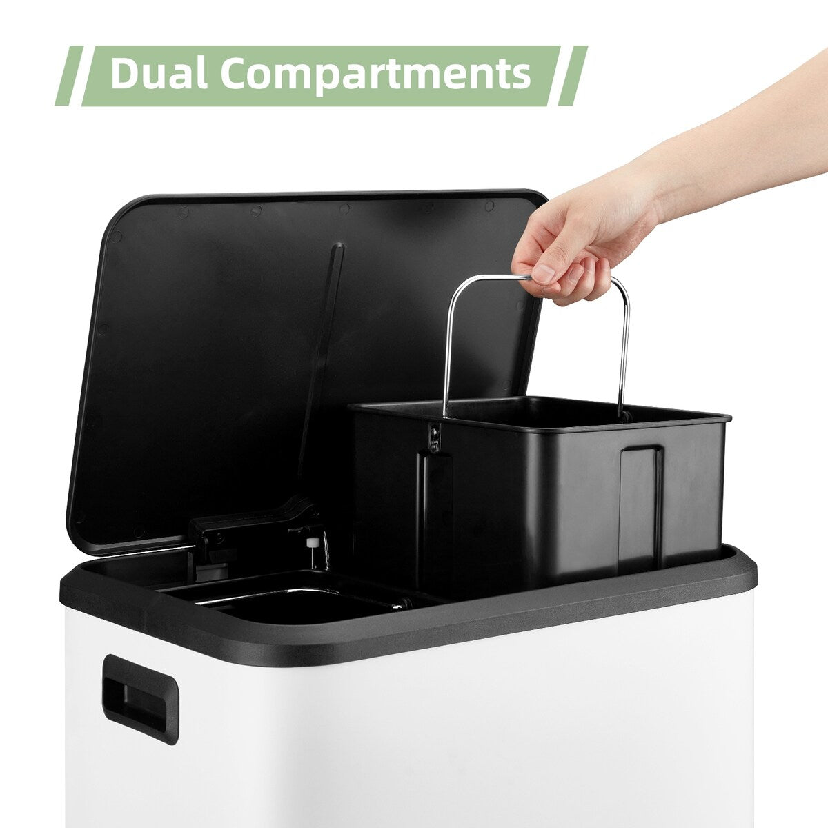 Stainless Steel Dual Trash Can, 2 x 4 Gal (2 x 15L)