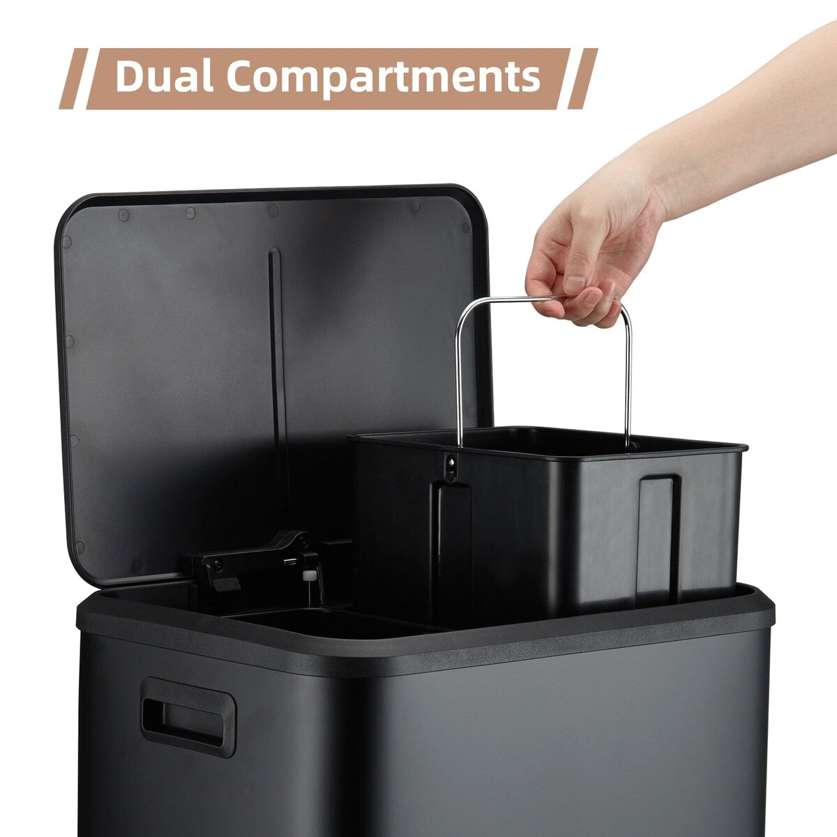 Stainless Steel Dual Trash Can, 2 x 4 Gal (2 x 15L)