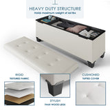 StorageBud Tuffted Folding Foot Rest Storage Ottoman Bench with Storage Bins