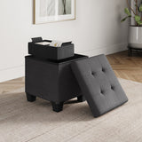 StorageBud Tuffted Folding Foot Rest Storage Ottoman Bench with Storage Bins