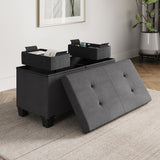 StorageBud Tuffted Folding Foot Rest Storage Ottoman Bench with Storage Bins