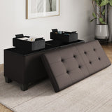 StorageBud Tuffted Folding Foot Rest Storage Ottoman Bench with Storage Bins