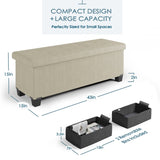 StorageBud Tuffted Folding Foot Rest Storage Ottoman Bench with Storage Bins