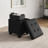 StorageBud Tuffted Folding Foot Rest Storage Ottoman Bench with Storage Bins