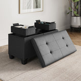 StorageBud Tuffted Folding Foot Rest Storage Ottoman Bench with Storage Bins