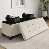 StorageBud Tuffted Folding Foot Rest Storage Ottoman Bench with Storage Bins