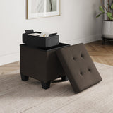 StorageBud Tuffted Folding Foot Rest Storage Ottoman Bench with Storage Bins