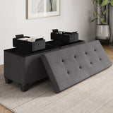 StorageBud Tuffted Folding Foot Rest Storage Ottoman Bench with Storage Bins