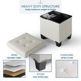 StorageBud Tuffted Folding Foot Rest Storage Ottoman Bench with Storage Bins