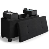 StorageBud Tuffted Folding Foot Rest Storage Ottoman Bench with Storage Bins