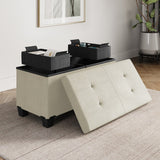 StorageBud Tuffted Folding Foot Rest Storage Ottoman Bench with Storage Bins