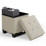 StorageBud Tuffted Folding Foot Rest Storage Ottoman Bench with Storage Bins