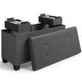 StorageBud Tuffted Folding Foot Rest Storage Ottoman Bench with Storage Bins