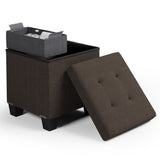 StorageBud Tuffted Folding Foot Rest Storage Ottoman Bench with Storage Bins