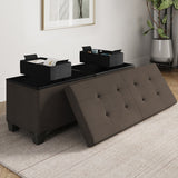 StorageBud Tuffted Folding Foot Rest Storage Ottoman Bench with Storage Bins