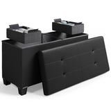 StorageBud Tuffted Folding Foot Rest Storage Ottoman Bench with Storage Bins