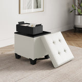 StorageBud Tuffted Folding Foot Rest Storage Ottoman Bench with Storage Bins