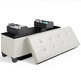 StorageBud Tuffted Folding Foot Rest Storage Ottoman Bench with Storage Bins