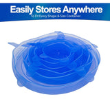 Stretch Lids Reusable Silicone Leak-Proof Food Covers For Bowls Cups Containers - 6pc