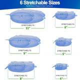 Stretch Lids Reusable Silicone Leak-Proof Food Covers For Bowls Cups Containers - 6pc